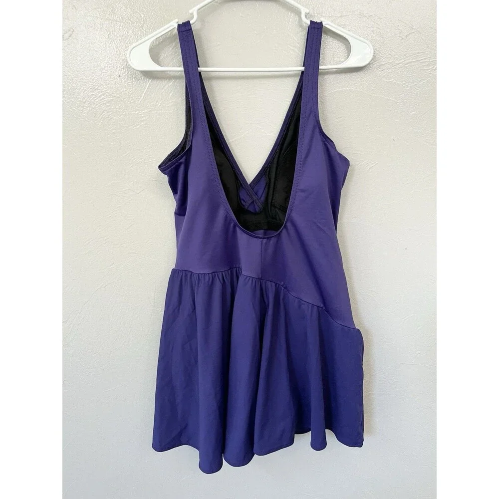 Miraclesuit Aurora Swim Dress Swimsuit Size 18 Purple 3X  Ruching Slimming